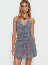 Emika Mini Dress Shadow Blossom Blue