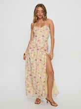 Deserae Halter Maxi Dress Floral Multi