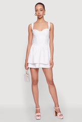 Floral Eyelet Tiered Bustier Skater Dress
