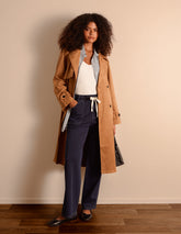 Contrast Drawstring Waist Wide Leg Trousers