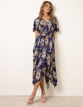 Shirred Waist Hanky Hem Dress