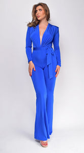 Kajsa Long Belted Jumpsuit - Royal Blue
