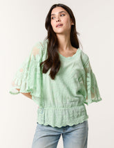 Sun Flower Lace Sleeve Blouse