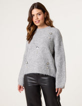 Flower Embellished Jumper