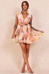 Marbella Mini Dress - Orange Multi
