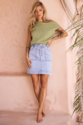 Now Or Never Denim Skirt - Washed Blue
