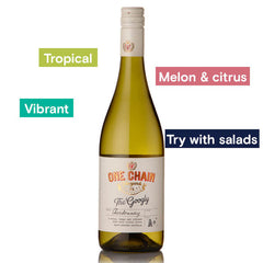 One Chain, The Googly Chardonnay 2021. Tropical, Melon & Citrus, Vibrant, Try With Salads