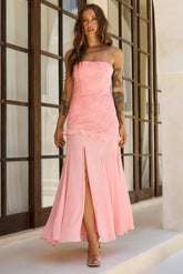 Sugar Reverie Lace Maxi Dress - Salmon