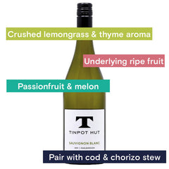 Crushed lemongrass & thyme aroma, underlying ripe fruit, passionfruit & melon, pair with cod & chorizo stew.