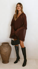 Leera Mini Dress - Chocolate