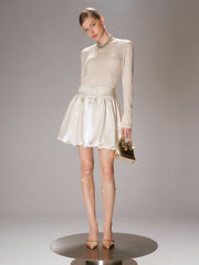 Satin Effect Panel Textured Mini Dress
