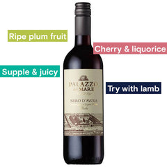 Palazzo del Mare, Rosso 2019, Notes: Ripe Plum Fruit, Cherry & Liquorice, Supple & Juicy, Try with lamb