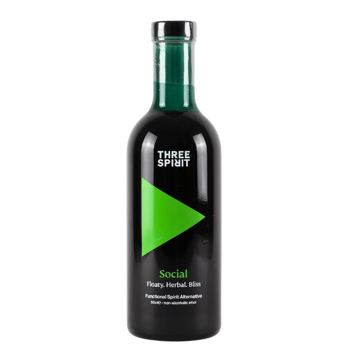 Bottle of Three Spirit Social on a white background